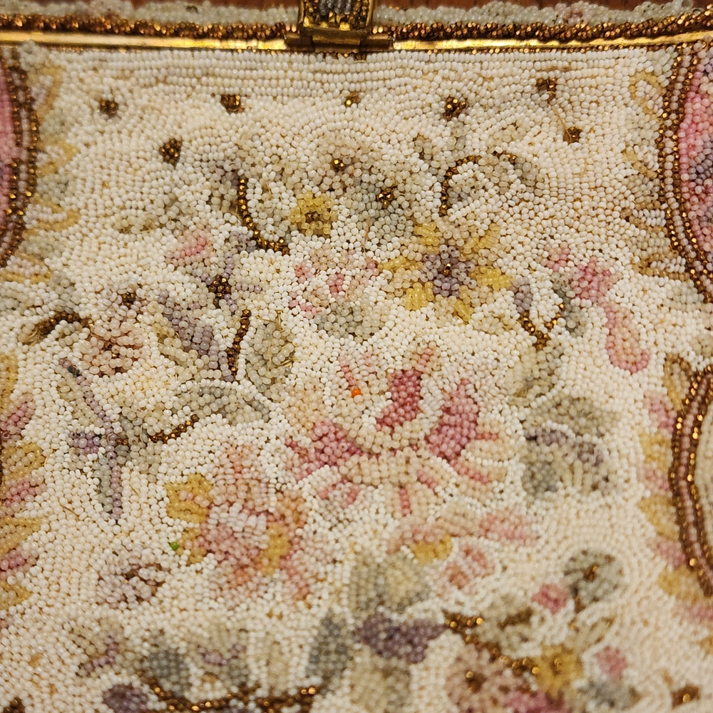 Vintage Floral Beaded Clutch